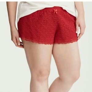 Torrid Red Lace sleep shorts Size 4 4x 26/28